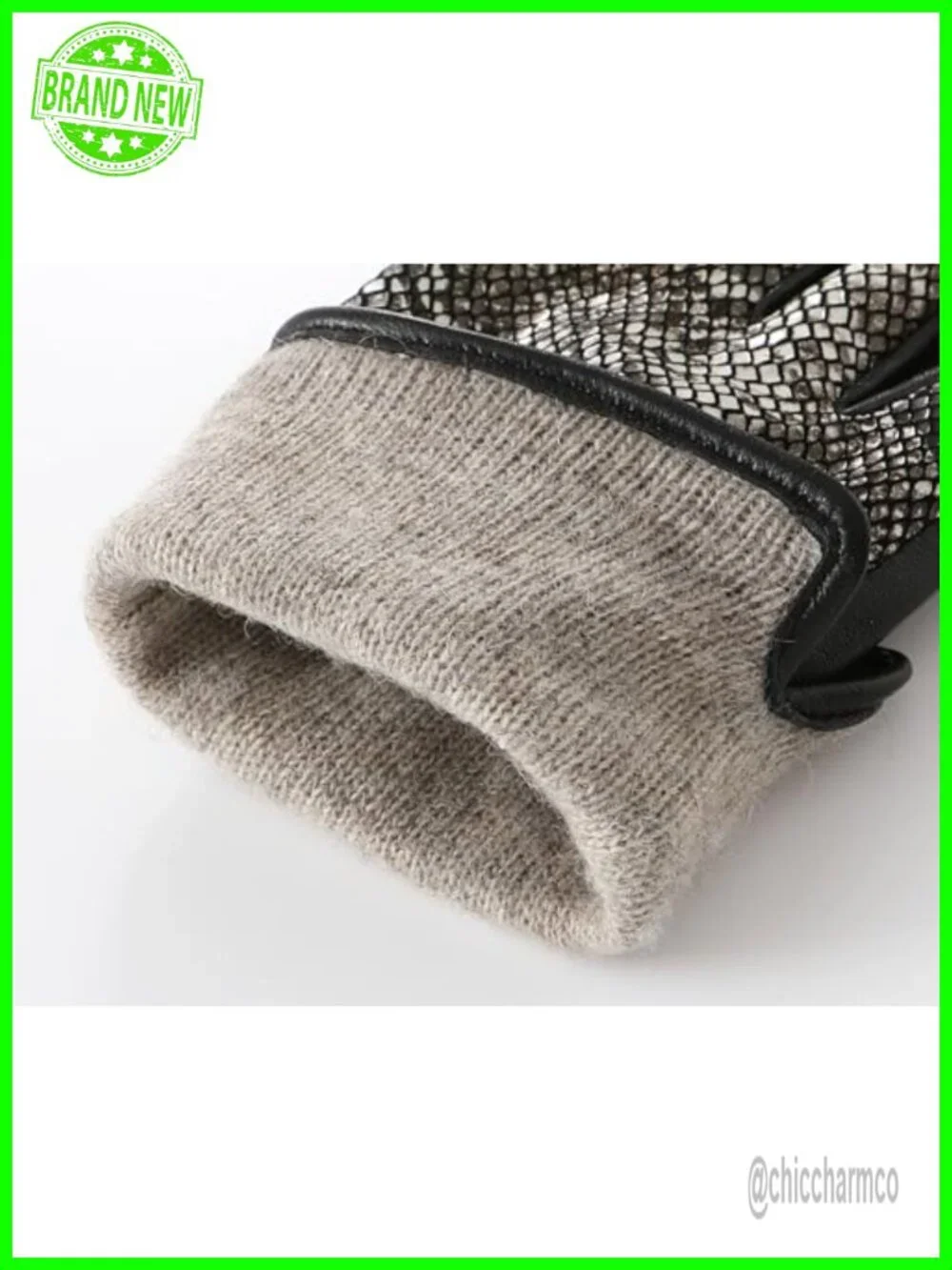 Genuine Lambskin Leather Snakeskin Gloves - Touchscreen Compatible Cashmere